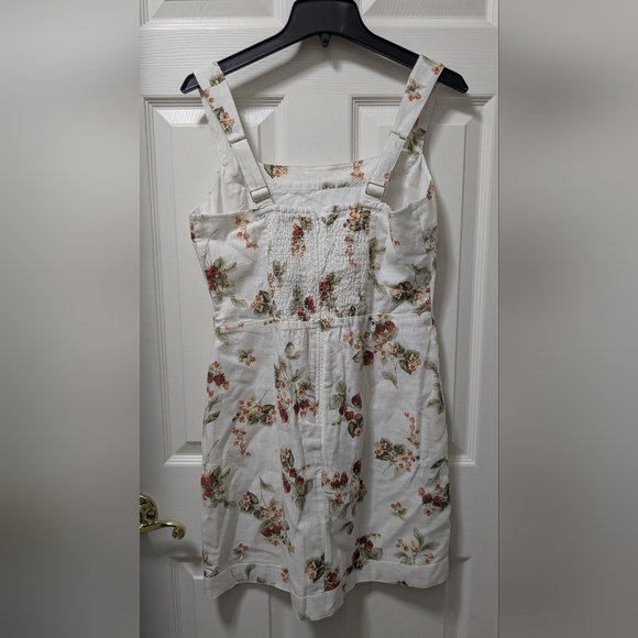 Abercrombie & fitch linen-blend wide strap mini dress Strawberry medium tall NWT - Picture 3 of 4